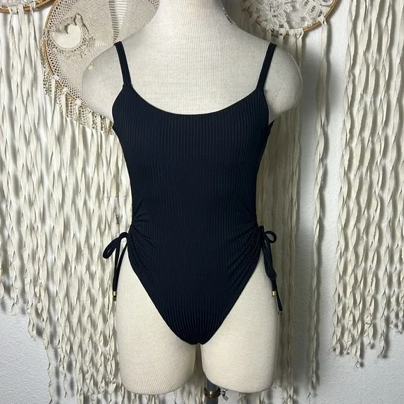 Vitamin A NWT Gemma One Piece Black Eco Rib One Piece Sexy Swimsuit XS - Picture 2 of 14